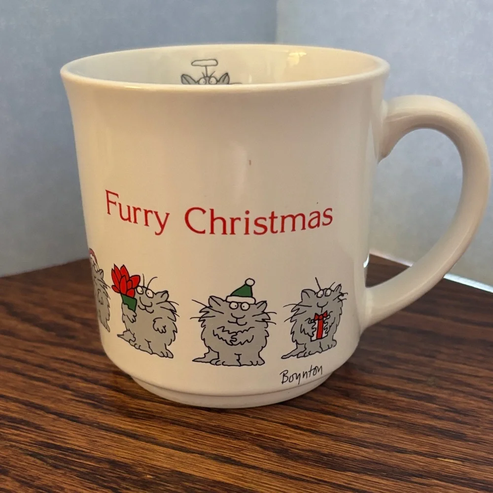 Vintage Sandra Boynton “Furry Christmas” Santa Cat Angel Cat Mug